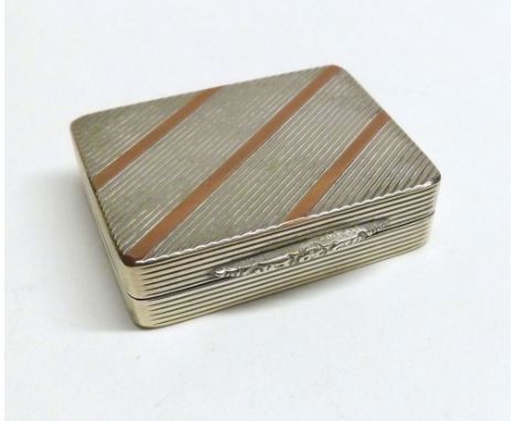 A late 20th Century hallmarked Silver small Snuff Box, rectangular shaped with banded engine-turned decoration throughout, in