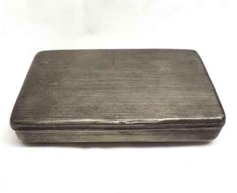 A 19th Century Continental Silver Tobacco Box, rectangular shaped with all-over engine-turned decoration, the inside of the l