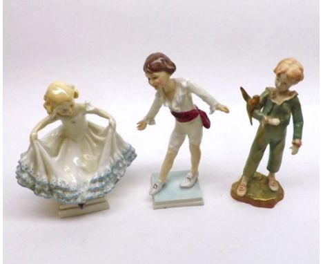 A Mixed Lot comprising: three Royal Worcester Figurines, two from Masquerade Series, Nos 3359 and 3360; together with a furth