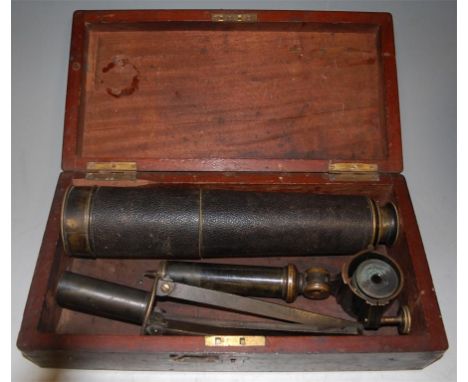 A 19th century brass and leather clad five drawer telescope, stamped Negretti & Zambra, Makers to the Admiralty, London, with