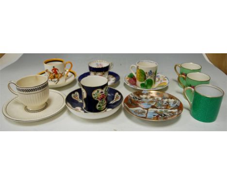 A collection of 19th and early 20th century coffee cans to include Dr Wall Worcester, Crown Ducal, Royal Worcester etc (a/f)