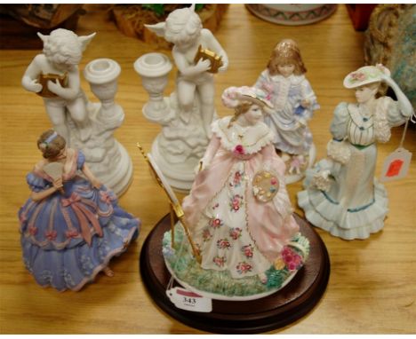 A Royal Worcester 'Graceful Arts' limited edition figure No. 2000/2500, together with Royal Worcester figurine 'Lullaby', Coa