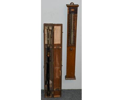 A selection of mantel clocks, wall timepiece, wall clock cases, fortin barometer signed S &amp; A Calderara, London, and anot