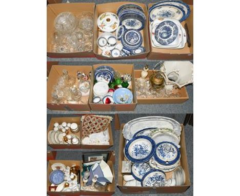 A group of miscellaneous household ceramics and glass, including: decorative Booths blue and white china, Royal Worcester, Ev