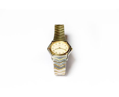 Ebel lady's steel quartz wristwatch, and a simulated pearl necklace with 9 carat clasp