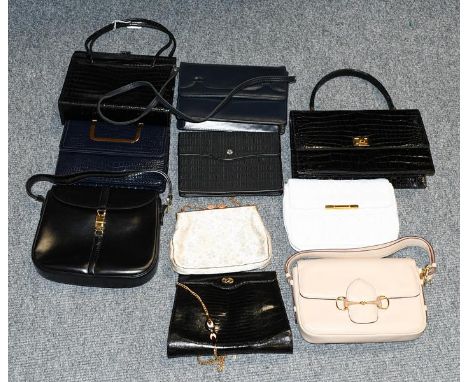 Ten various ladies handbags by Celine, Moskovitz, D Henry, Peter Leigh etc