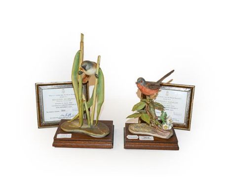 Two Royal Worcester limited edition models, comprising, 'Bearded Reedling' 200 of 500, and 'Dartford Warbler', 132 of 500,  b