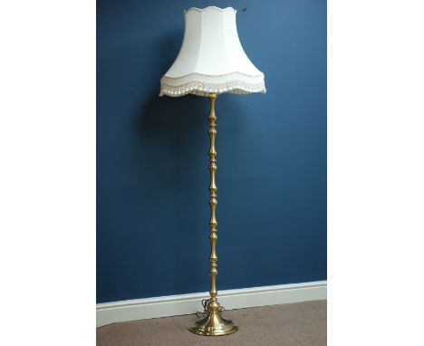 Brass standard lamp with shade, H176cm