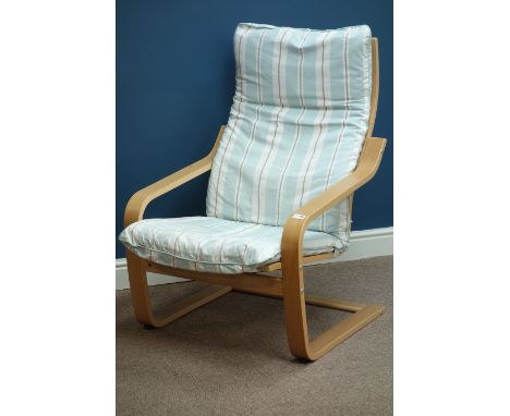 Ikea Poang chair with striped loose cushion   Condition Report   Click here for further images, condition, auction times & de