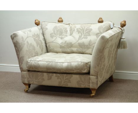 Snuggler sofa upholstered in floral patterned fabric cover, W135cm   Condition Report   Click here for further images, condit