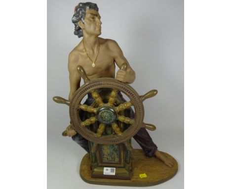 Large Lladro figure of a sailor 'Stormy Sea' H52cm    Condition Report   Click here for further images, condition, auction ti