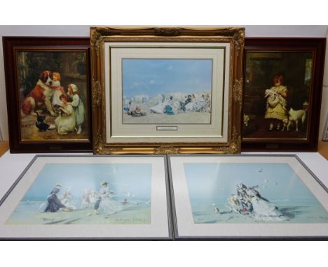 'Never Mind', colour print after Arthur J Elsey, 'Precious Bundle', colour print after Burton-Barber, 'Afternoon on the Beach