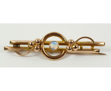 Opal bar brooch stamped 9ct   Condition Report   Click here for further images, condition, auction times & delivery costs