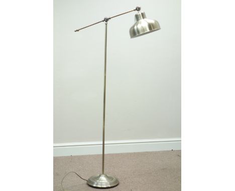Brass finish floor standing reading adjustable lamp (This item is PAT tested - 5 day warranty from date of sale)   Condition 
