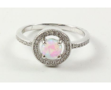 Opal dress ring stamped 925   Condition Report   Click here for further images, condition, auction times & delivery costs