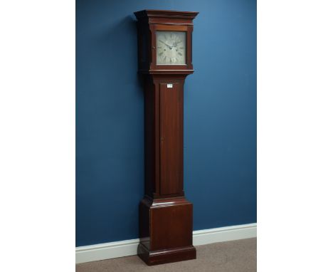 20th century mahogany longcase clock silvered dial signed 'H. Pearce & Sons Huddersfield', H183cm CLOCKS & BAROMETERS - as we