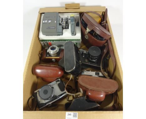 Cronica cine cam, Voigtlander Vintage camera and other Vintage cameras and binoculars in one box    Condition Report   Click 