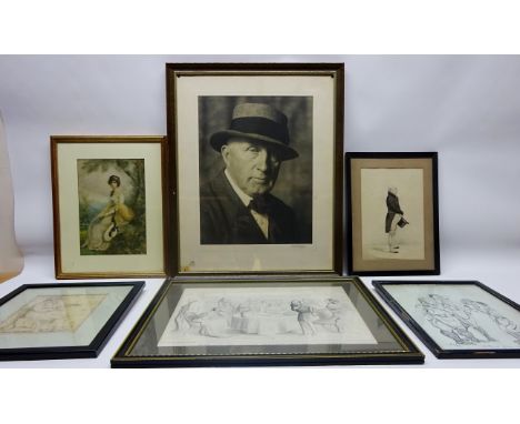 Portrait of George Horton, photographic print signed and dated Robert Chalmers 1935, 'We'r all Scratching', Victorian humorou
