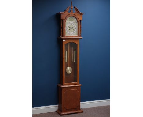 Oak longcase clock, chiming movement, dial signed 'Tempus Fugit', H195cm CLOCKS & BAROMETERS - as we are not a retailer, thes