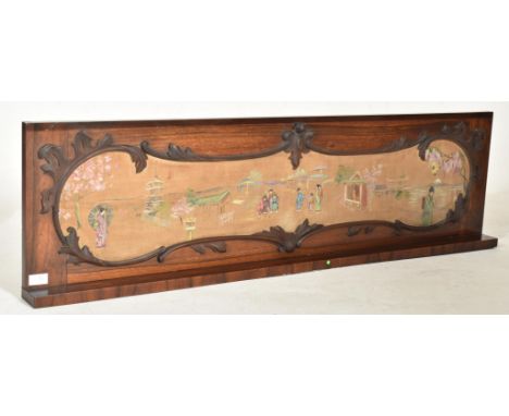 A Victorian 19th century rosewood &amp; tapestry inset wall shelf. The rectangular wall panel with lower thin shelf having in