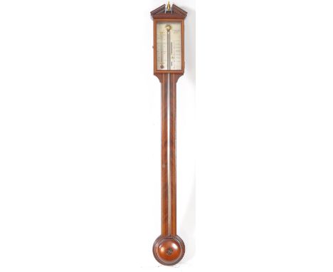 Comitti of London - A 20th century George III Revival mahogany stick barometer having crested top with gilt finial and bullse