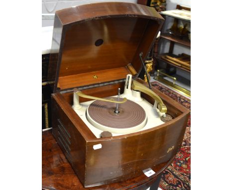 A vintage wooden cased Pye portable record player.