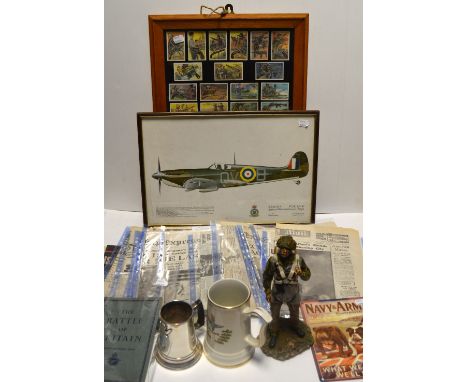 A quantity of WWII period publications to include copies of the Daily Mail and the News Chronicle, two reproduction unframed 