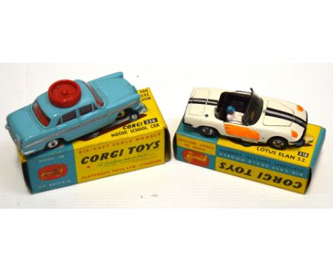 Two boxed diecast Corgi model cars, Austin A60 "Motor School" car model 236 and a Lotus Elan S2 model 318 (2). CONDITION REPO