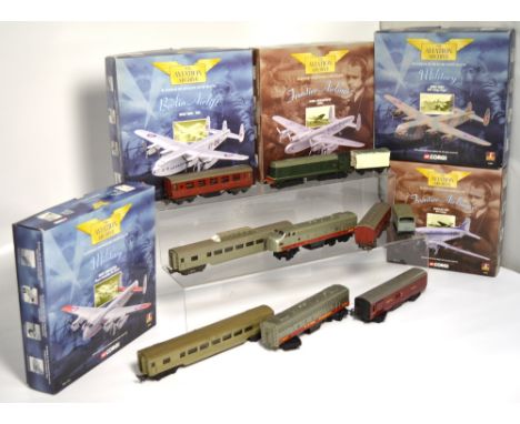 A quantity of Hornby Dublo and Triang carriages, five boxed Corgi scale models from the Aviation Archive Series, 47110 Dougla