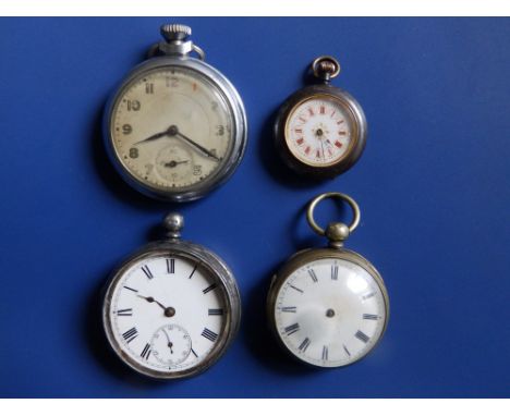 A 19thC silver pocket watch and three other pocket watches - a/f.  (4)
