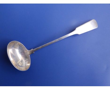 A George III Scottish provincial silver fiddle pattern sauce ladle by James Erskine, Aberdeen, 6.4".