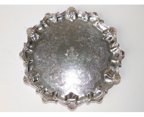 A Victorian Devonshire Regiment silver presentation  salver, engraved with recipients' names from 1899-1938,  London hallmark