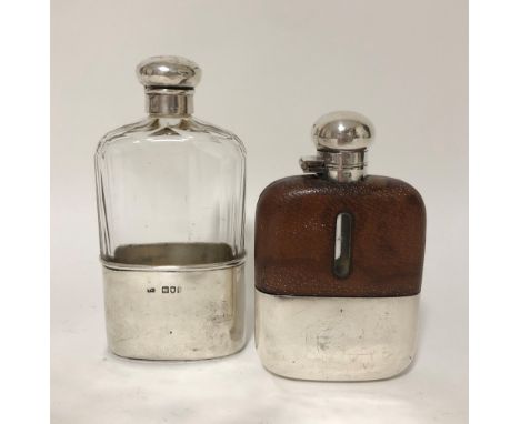 A Victorian silver hip flask, London 1898 together with a plated example. (2)