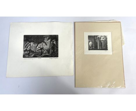 A selection of engravings, etching and unframed prints, including a book illustration by BRIAN WATERS, Mallard,   inscribed v