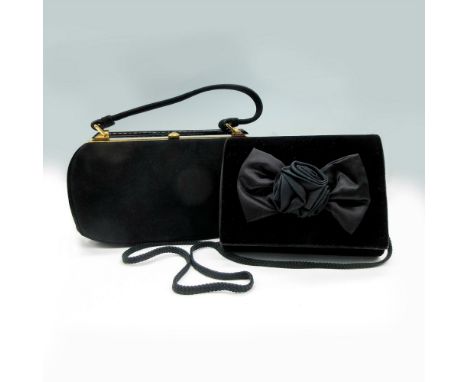 Includes La Regale small velvet with button closure, satin black bow and braided strap 7"L x 6"H and Coblentz Perma suede wit