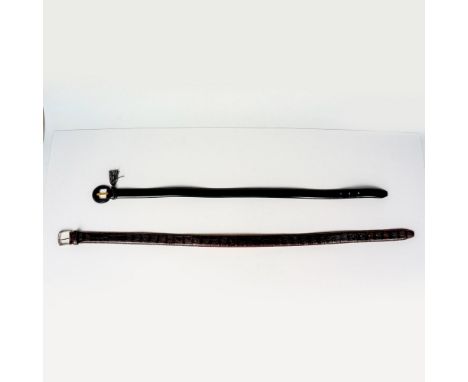 Beautiful black blet with tasseled keeper stamped Salvatore Ferragamo made in Italy 5110, 35.5" long. Canali belt in brown le