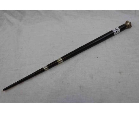 Chester 1895 Silver Band and Crown Top Military Pointing Ebony Stick