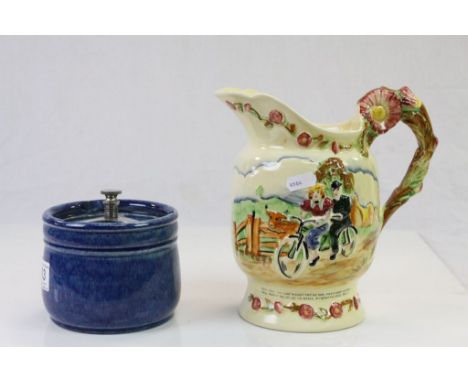 Royal Winton ceramic Tobacco jar with screw down locking lid and a Fielding's Crown Devon musical Jug with "Daisy Bell" song 