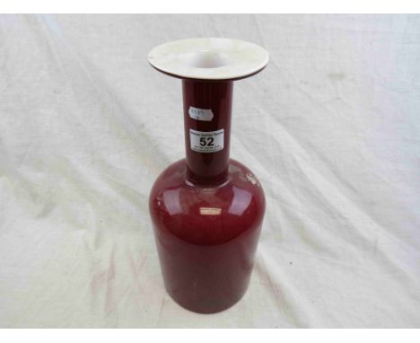 Otto Brauer for Holmegaard, a circa 1960s ruby red Gulvase of shouldered form, slender column neck below an opaque white flat