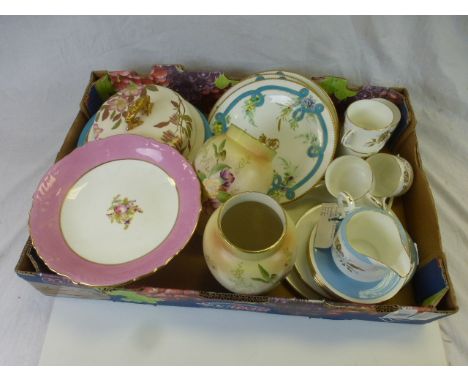 Collection of Ceramics including 19th century Worcester, Three Late Chamberlain Hand Painted Plates, 19th century Worcester M