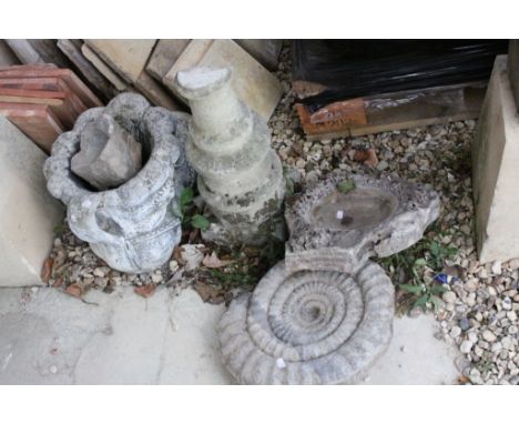Ammonite Fossil, approx 36cm diameter together with a Fossilised Bone and a Quartz Bowl