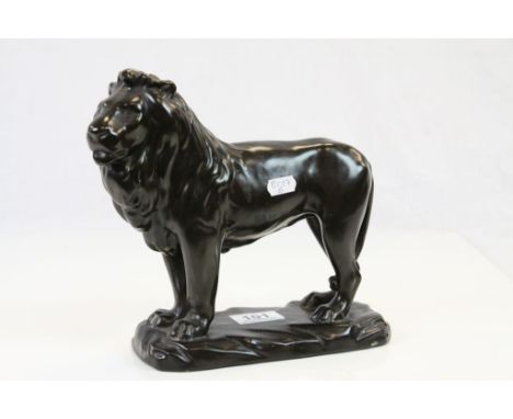 Minton's Black Ceramic Lion, marked to underside