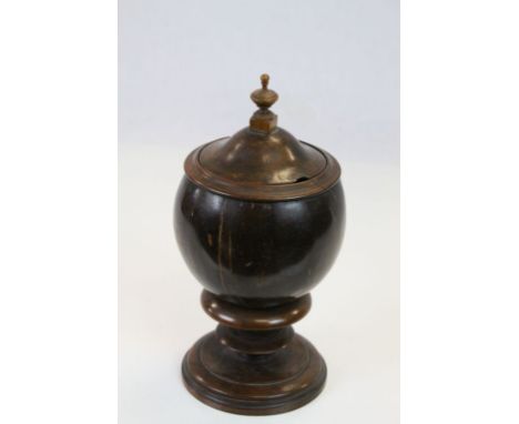 19th Century turned wood & Coconut Tea Caddy