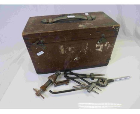 Vintage Wooden Box of BSW & BSF Nuts and Bolts and other Vintage Tools