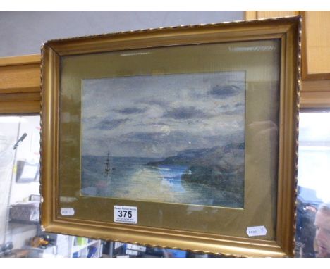 Early 20th century Framed and Glazed Oil Painting of Moonlight Seascape