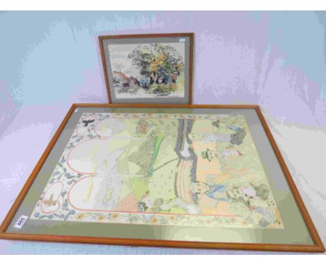 Large framed & glazed Watercolour Landscape & a pen & Watercolour picture of "Wiston Farm Sussex by "R Murdoch"
