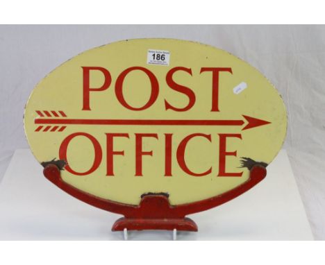 Double sided Enamel Post Office sign with painted metal mount