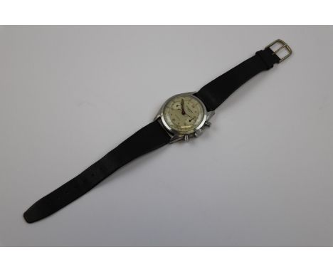 Gents vintage Philippe Watch Extra chronograph wristwatch, circa 1940s, champagne dial and subsidiary dials with luminous Ara