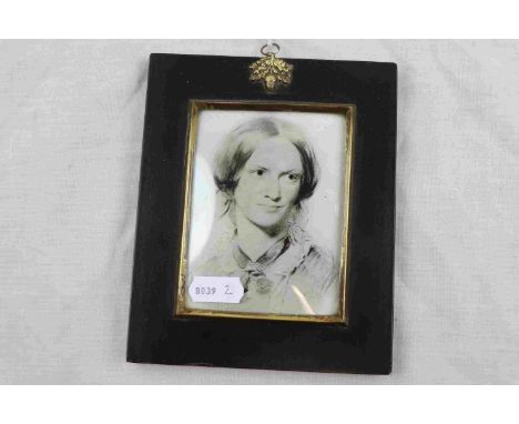 19th century Portrait Miniature of Charlotte Bronte (after George Richmond) in ebonised gilt frame