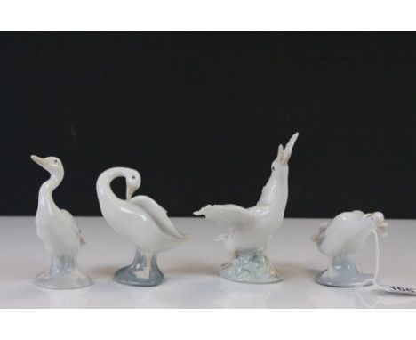 Four Lladro ceramic Geese in various poses